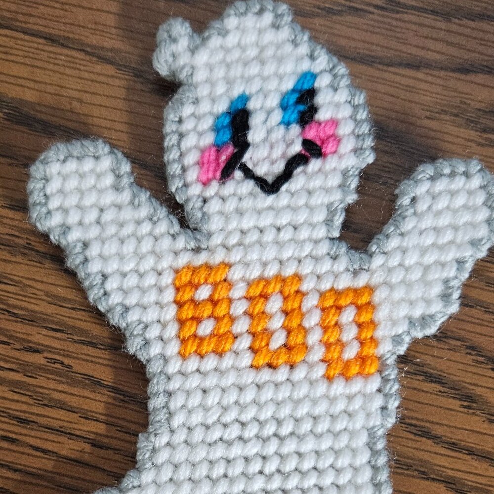 New Handmade Halloween Refrigerator Magnet Female Ghost Vintage Plastic Canvas.